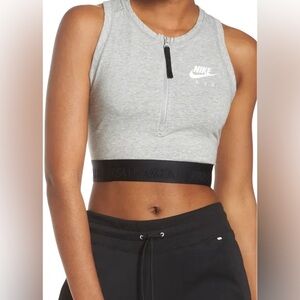 Nike Women's Heather Gray and Black Tank Top Small